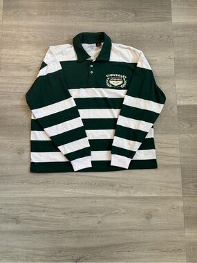 Chevrolet Green & White Striped Rugby Polo